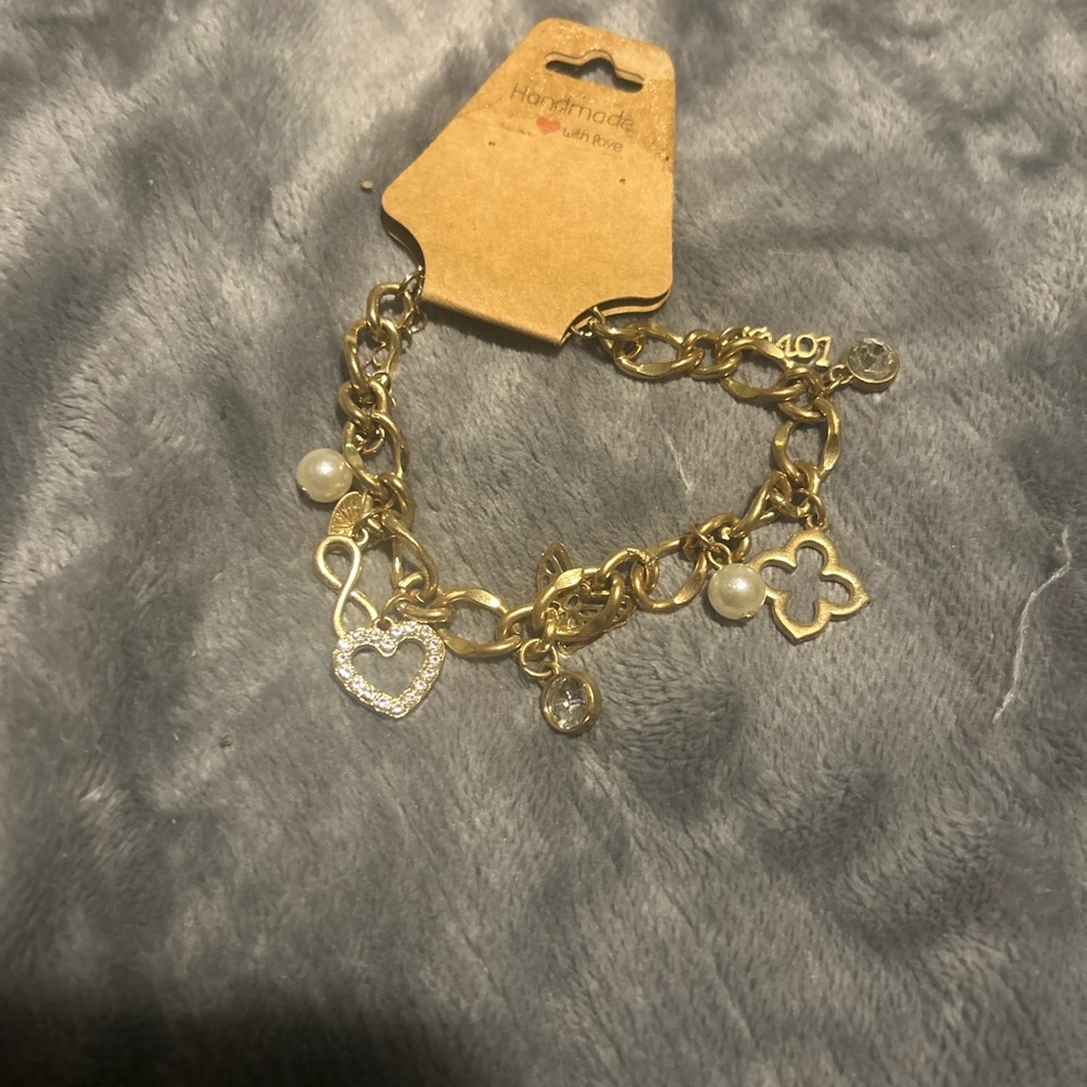 Gold Heart Link Bracelet Romantic Jewelry